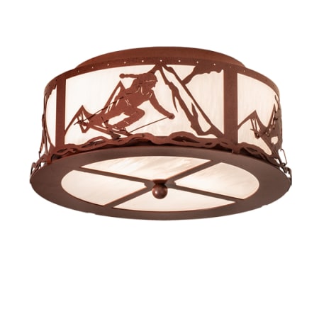 Meyda Tiffany Alpine 2 Light 16" Wide Semi-Flush Drum Ceiling Fixture Rust