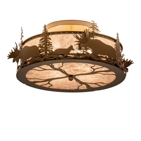 Meyda Tiffany Moose and Fox 4 Light 24" Wide Semi-Flush Drum Ceiling Fixture - Fawn Brown Finish Fawn Brown