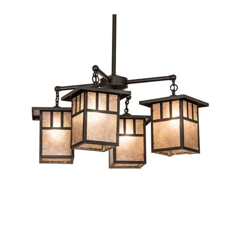 Meyda Tiffany Hyde Park 4 Light 34" Wide Chandelier Craftsman Brown