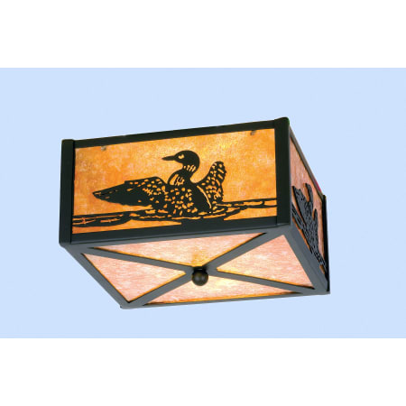 Meyda Tiffany Loon 2 Light 14-1/2" Wide Flush Mount Ceiling Fixture with Brown Mica Shade Timeless Bronze