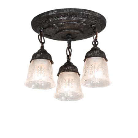 Meyda Tiffany Summer Wheat 3 Light 12" Wide Semi-Flush Ceiling Fixture Antique Pewter