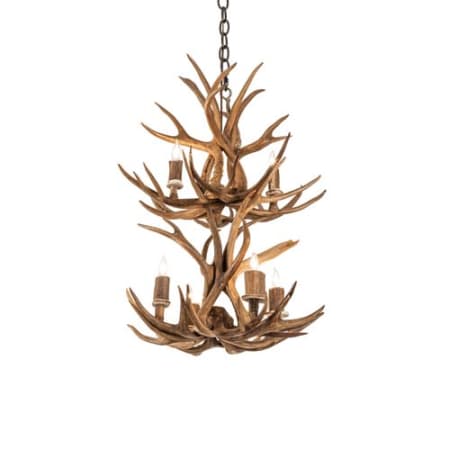 Meyda Tiffany Antlers 6 Light 20" Wide Taper Candle Pendant Antique Copper