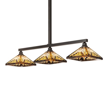 Meyda Tiffany 3 Light 63" Wide Linear Pendant Craftsman Brown