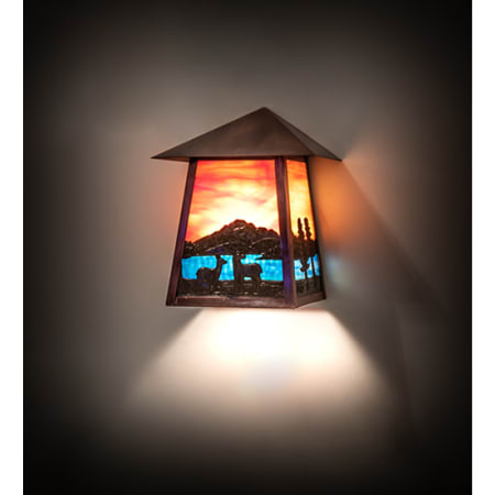 Meyda Tiffany Stillwater Deer Lodge 11" Tall Wall Sconce with Shade Vintage Brass / Vintage Copper