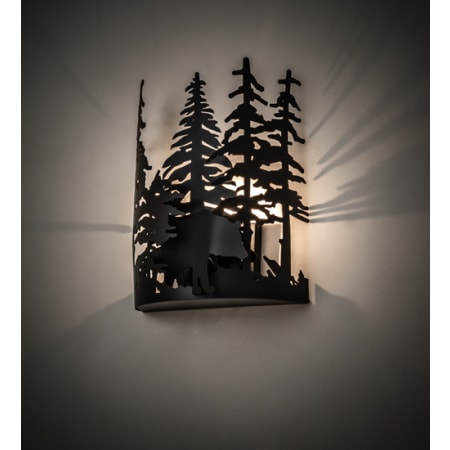 Meyda Tiffany Bear Through the Trees 13" Tall Wall Sconce Black Satin Wrought Iron