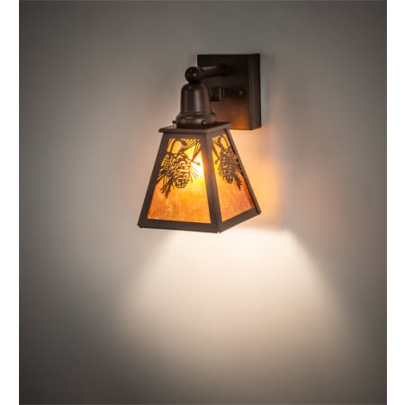 Meyda Tiffany Winter Pine 11" Tall Wall Sconce Cafe Noir
