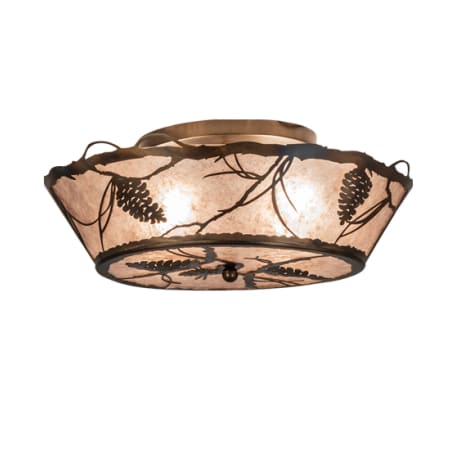 Meyda Tiffany Whispering Pines 4 Light 23" Wide Semi-Flush Ceiling Fixture Antique Copper
