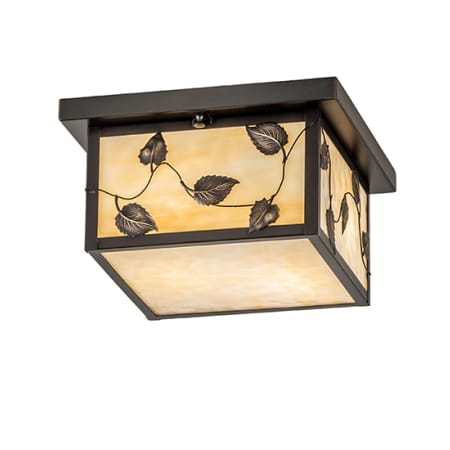 Meyda Tiffany Hyde Park Vine Leaf 2 Light 17" Wide Flush Mount Square Ceiling Fixture Craftsman Brown