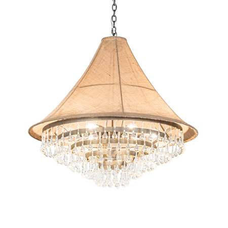 Meyda Tiffany 6 Light 36" Wide Crystal Pendant Antique Brass