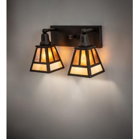 Meyda Tiffany T Mission 2 Light 17" Wide Hand Crafted Vanity Light Oil Rubbed Bronze