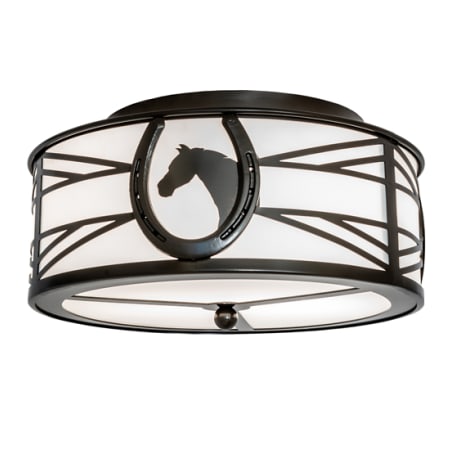 Meyda Tiffany Horseshoe 2 Light 17" Wide Semi-Flush Drum Ceiling Fixture - Timeless Bronze Finish Timeless Bronze