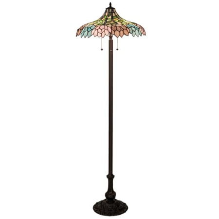Meyda Tiffany Wisteria 3 Light 60" Tall Buffet Floor Lamp Mahogany Bronze