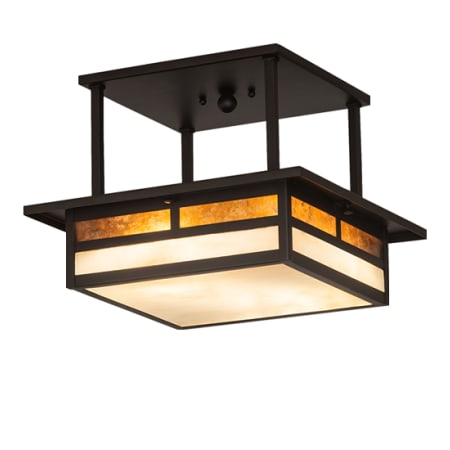 Meyda Tiffany Hyde Park "T" Mission 2 Light 21" Wide Semi-Flush Square Ceiling Fixture - Oil Rubbed Bronze Finish Oil Rubbed Bronze