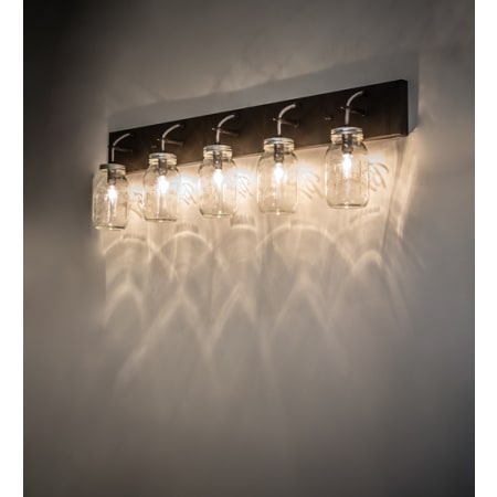 Meyda Tiffany Mason Jar 5 Light 40" Wide Vanity Light Oil Rubbed Bronze
