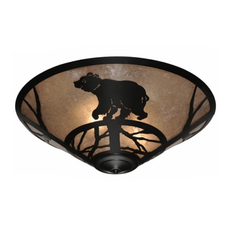 Meyda Tiffany Happy Bear on the Loose 3 Light 22" Wide Flush Mount Ceiling Fixture Textured Black