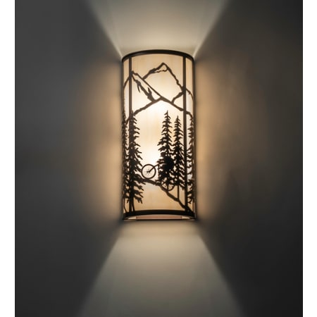 Meyda Tiffany Tall Pines Mountain Biker 2 Light 18" Tall Wall Sconce Mahogany Bronze
