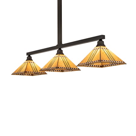 Meyda Tiffany 3 Light 62" Wide Linear Pendant Craftsman Brown