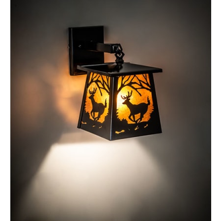 Meyda Tiffany Lone Deer 12" Tall Wall Sconce Mirror Black