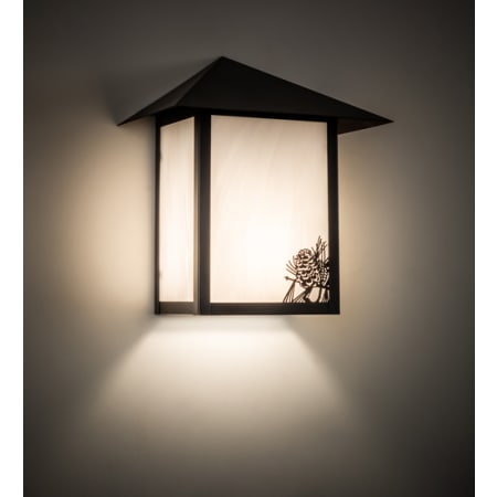 Meyda Tiffany Seneca Winter Pine Right 12" Tall Wall Sconce Craftsman Brown