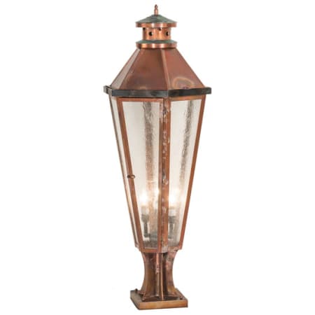 Meyda Tiffany Milleslime 3 Light 37" Tall Pier Mount Post Light Antique Copper / Verdigris