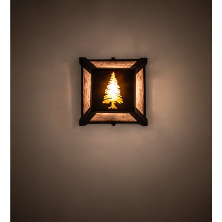 Meyda Tiffany Square Tall Pines 3 Light 10" Tall Wall Sconce Black Satin / Wrought Iron