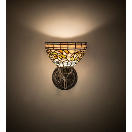 Meyda Tiffany Tiffany 11" Tall Hand Crafted Wall Sconce with Shade Mahogany Bronze