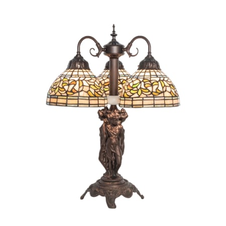 Meyda Tiffany Tiffany Turning Leaf 3 Light 23" Tall Buffet Table Lamp Mahogany Bronze