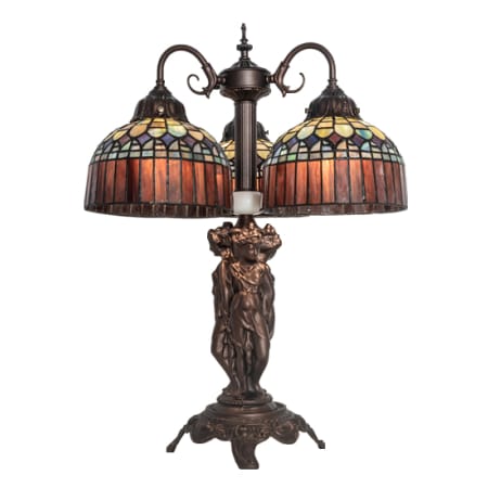 Meyda Tiffany Tiffany Candice 3 Light 23" Tall Buffet Table Lamp Mahogany Bronze