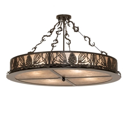 Meyda Tiffany Mountain Pine 4 Light 36" Wide Semi-Flush Drum Ceiling Fixture - Timeless Bronze Finish Timeless Bronze