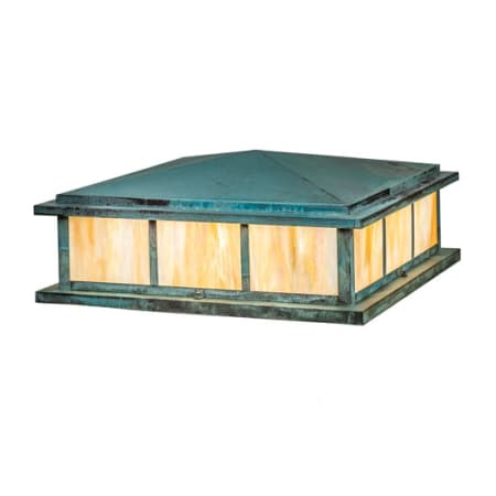 Meyda Tiffany Seneca 4 Light 14" Tall Post Light Verdigris