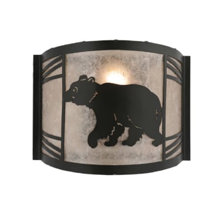Meyda Tiffany Happy Bear on the Loose 10" Tall Wall Sconce with Shade Textured Black