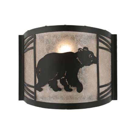 Meyda Tiffany Happy Bear on the Loose 10" Tall Wall Sconce Textured Black