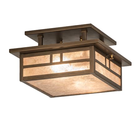 Meyda Tiffany Hyde Park Double Bar Mission 2 Light 17" Wide Semi-Flush Square Ceiling Fixture - Antique Copper Finish Antique Copper