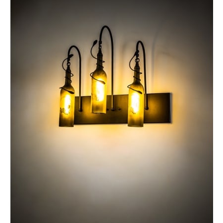 Meyda Tiffany Tuscan Vineyard 3 Light 21" Tall Wall Sconce Textured Black