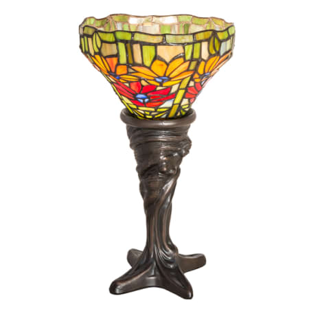 Meyda Tiffany Tiffany Poinsettia 15" Tall Buffet Table Lamp Mahogany Bronze