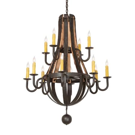 Meyda Tiffany Barrel Stave 12 Light 48" Wide Taper Candle Style Chandelier Wrought Iron
