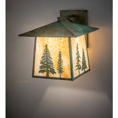 Meyda Tiffany Stillwater Tall Pines 19" Tall Wall Sconce Verdigris