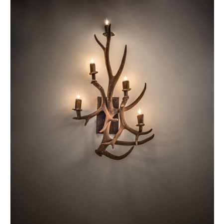 Meyda Tiffany Antlers Elk and Mule Deer 5 Light 36" Tall Wall Sconce Naturally Shed / Stained