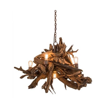 Meyda Tiffany Driftwood 6 Light 40" Wide Abstract Chandelier Rust / Natural Wood