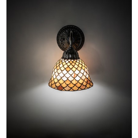 Meyda Tiffany Tiffany Fishscale 11" Tall Wall Sconce Mahogany Bronze