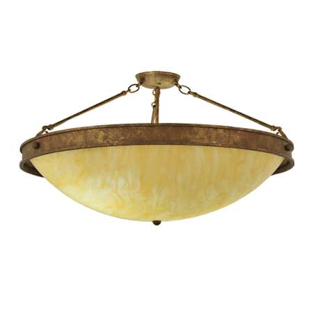 Meyda Tiffany Dionne 3 Light 30" Wide Semi-Flush Bowl Ceiling Fixture - Pompeii Gold Finish Pompeii Gold