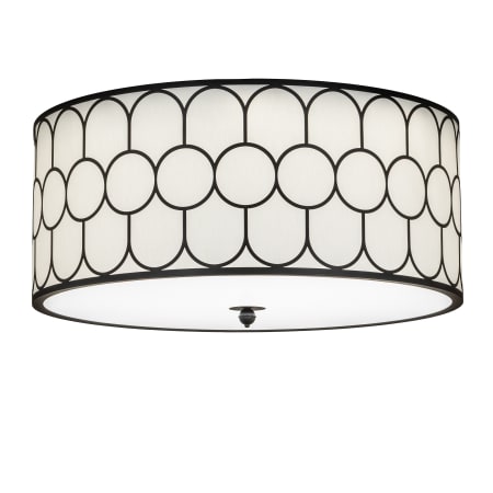 Meyda Tiffany Homer 48" Wide LED Flush Mount Drum Ceiling Fixture with Fabric Shade Flat Black / Matte White