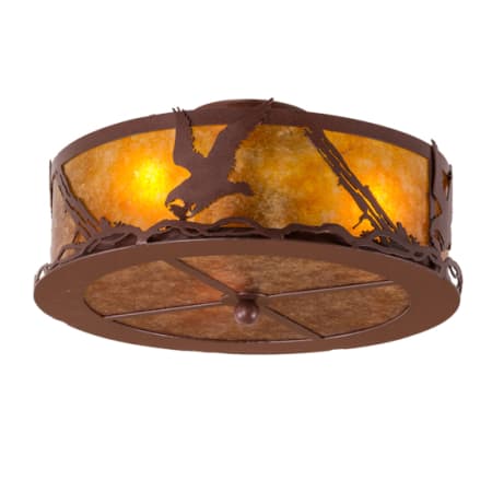 Meyda Tiffany Strike of the Eagle 3 Light 16" Wide Semi-Flush Drum Ceiling Fixture - Red Rust Finish - Medium Bulb Base Red Rust