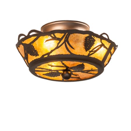 Meyda Tiffany Whispering Pines 3 Light 10" Wide Semi-Flush Ceiling Fixture Oil Rubbed Bronze