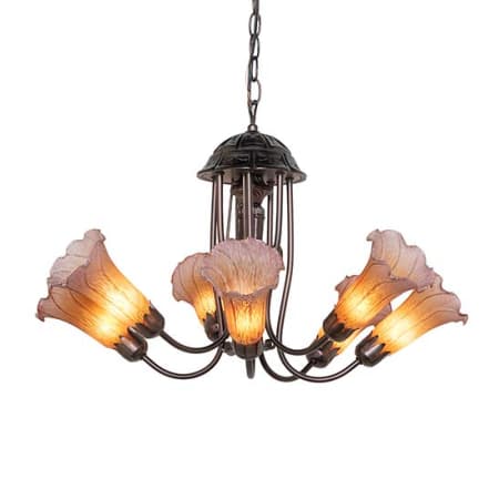 Meyda Tiffany Amber Tiffany 7 Light 24" Wide Chandelier Mahogany Bronze