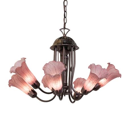 Meyda Tiffany Purple Tiffany 7 Light 24" Wide Chandelier Mahogany Bronze