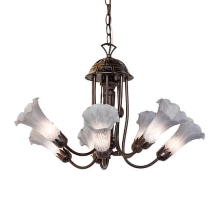 Meyda Tiffany Gray Tiffany 7 Light 24" Wide Chandelier Mahogany Bronze