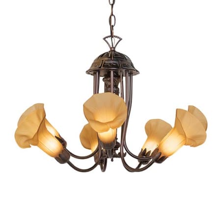 Meyda Tiffany Amber Tiffany 7 Light 24" Wide Chandelier Mahogany Bronze