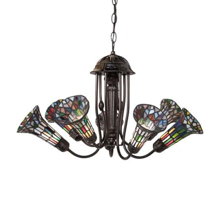 Meyda Tiffany Stained Glass 7 Light 24" Wide Chandelier Mahogany Bronze
