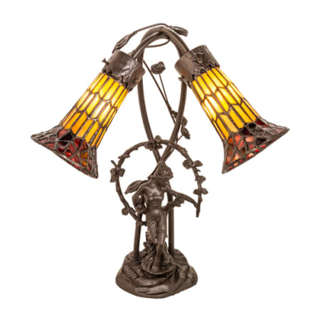 Meyda Tiffany Pond Lily 2 Light 17" Tall Gooseneck Table Lamp Mahogany Bronze